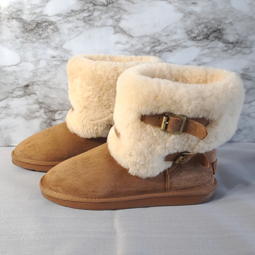 Cloud Nine Sheepskin Women's Two Buckle Outdoor Ankle Boots Chestnut Size 11 - Picture 3 of 16
